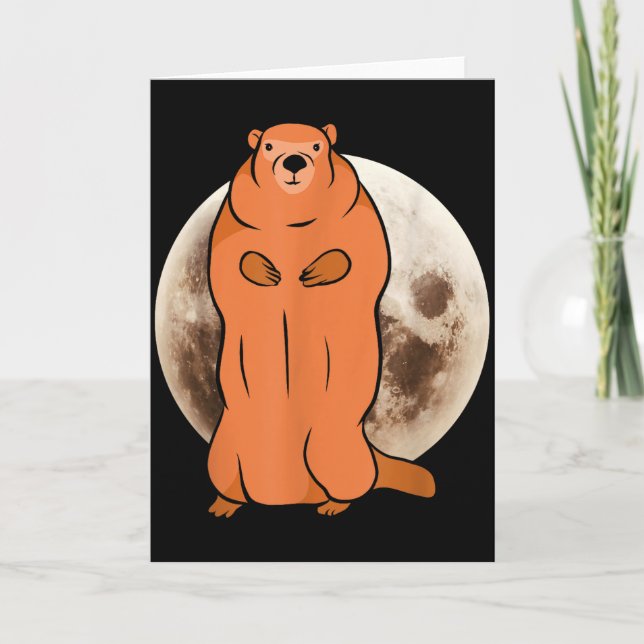 Cartão Dia da Marmota Lua Cheia Marmota _2 (Frente)