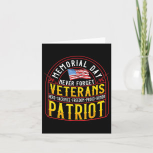Cartão Dia da Memória Nunca Esqueça Veteranos, Heróis, Sa
