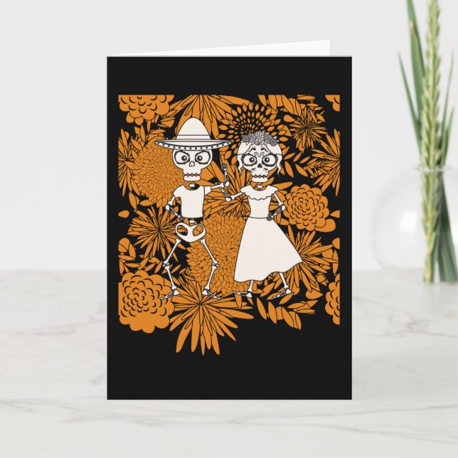 Cartão Dia da mulher do esqueleto dia do morto dia de los (Frente)