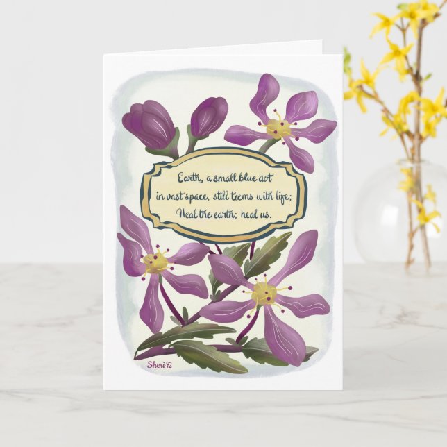 Cartão Dia da Terra: Flores de Maçã de Caranguejo em Goua (Flor Amarela)