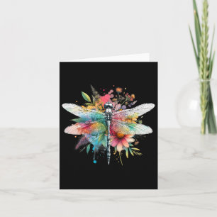 Cartão Dia da Terra Linda Dragonfly Watercolor Art Insec