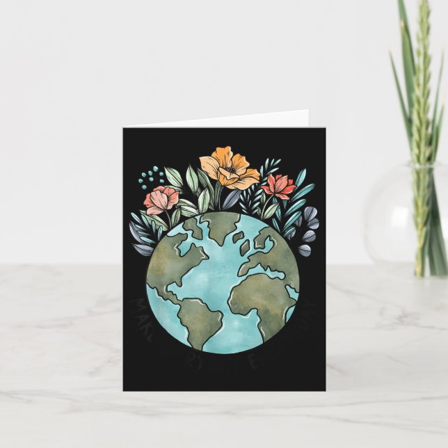 Cartão Dia da Terra Planador Flor Dia a Dia Mulheres Aniv (Frente)