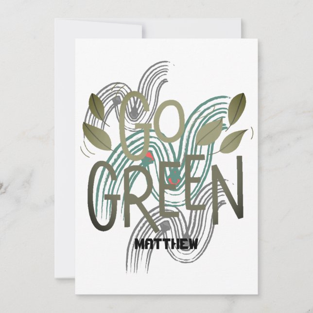 Cartão Dia da Terra, verde, arte simples ciência elegante (Frente)