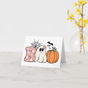 Cartão Dia das Bruxas Boo Fantasma Abóbora Morcegos Teia 