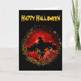 Cartão Dia das Bruxas de Bat Negro Spooky