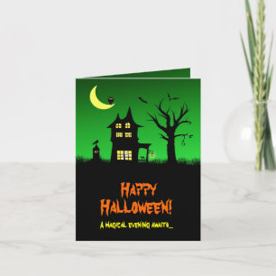 Cartão Dia das Bruxas de Spooky Haunted House