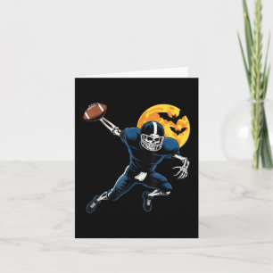 Cartão Dia das Bruxas do Fã de Futebol Americano Skeleton