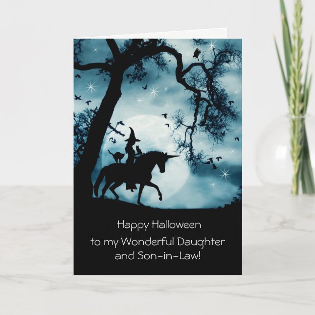 Cartão Dia das Bruxas para Filha e Bruxa do Filho em Dire (Frente)