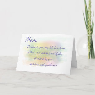 Cartão Dia das Mães Agradeço por Sua Sabedoria em Aquarel