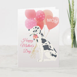 Cartão Dia das Mães Amor do Cachorro Great Dane Manchado