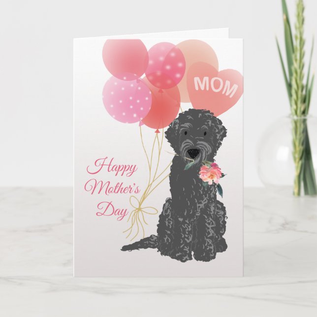 Cartão Dia das Mães Amor do Cachorro Labradoodle (Frente)