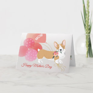 Cartão Dia das Mães Amor do seu cachorrinho Corgi fofo
