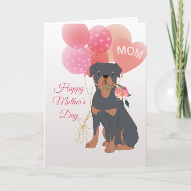 Cartão Dia das Mães Amor do Seu Cachorro Rottweiler (Frente)