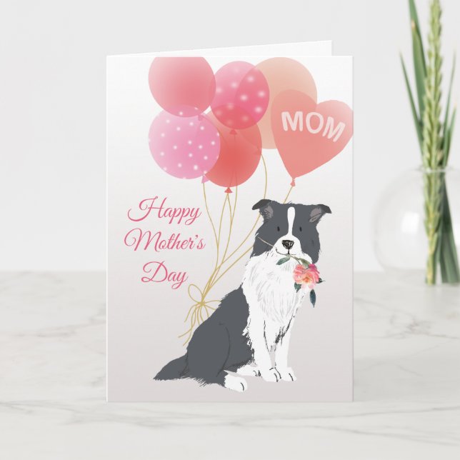 Cartão Dia das Mães Amor do seu cão Border Collie (Frente)