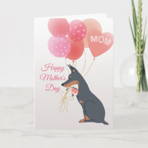 Cartão Dia das Mães Amor do seu Doce Cachorro Doberman