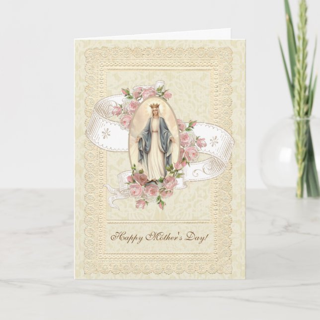 Cartão Dia das Mães Católico  Mãe Maria (Frente)