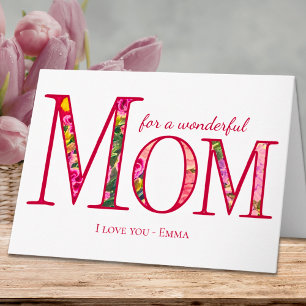 Cartão Dia das Mães com Flores Personalizadas - Eu Te Amo