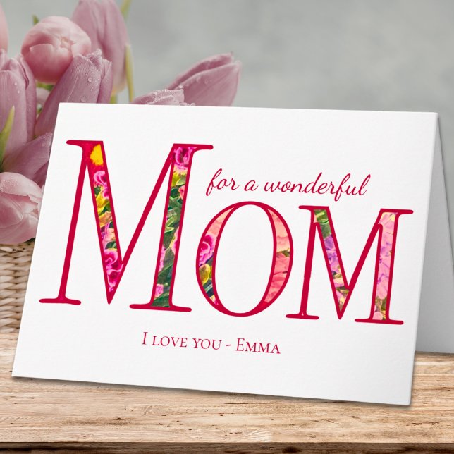 Cartão Dia das Mães com Flores Personalizadas - Eu Te Amo (Criador carregado)
