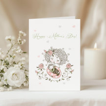 Dia das Mães Corações de Bebê Floral Rosa