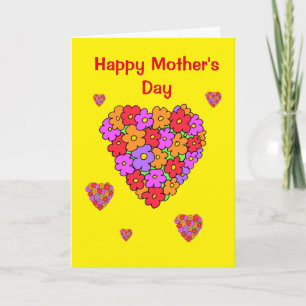 Cartão Dia das Mães Corações e Flores