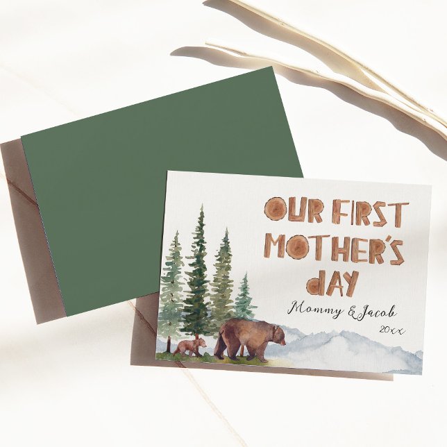 Cartão Dia das Mães da Mamãe Ursa & Seu Filhote (Criador carregado)