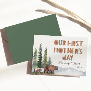 Cartão Dia das Mães da Mamãe Urso e seu Filhote
