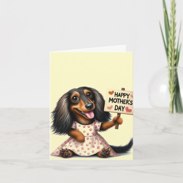 Cartão Dia das Mães Dachshund Animado  (Frente)
