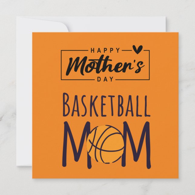 Cartão Dia das Mães de basquete para a mamãe  (Frente)