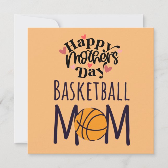 Cartão Dia das Mães de basquete para a mamãe  (Frente)