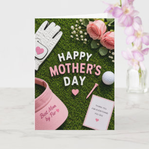 Cartão Dia das Mães de golfe para mãe de golfe com bola n
