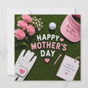 Cartão Dia das Mães de golfe para mãe de golfe com bola n