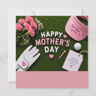 Cartão Dia das Mães de golfe para mãe de golfe com bola n