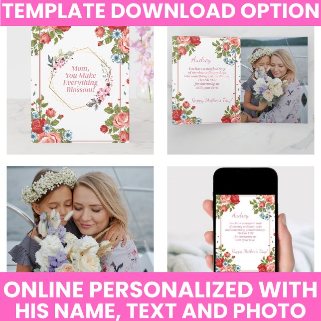 Cartão Dia das Mães Elegante (Elegant Mothers Day Card)