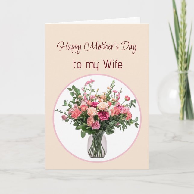 Cartão Dia das Mães Esposa Flores Obrigado Eu Te Amo (Frente)