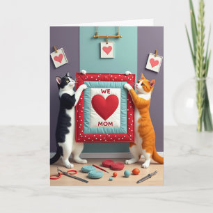 Cartão Dia das Mães Felino Carta de Arte Coração