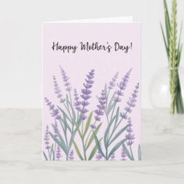 Cartão Dia das Mães Feliz Flor de Lavanda Roxa