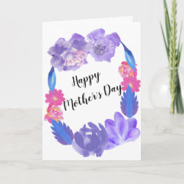 Cartão Dia das Mães Flor Floral Azul Design Personalizado