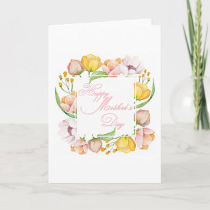 Cartão Dia das Mães floral aquarela