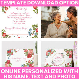 Cartão Dia das Mães Floral Elegante em Aquarela