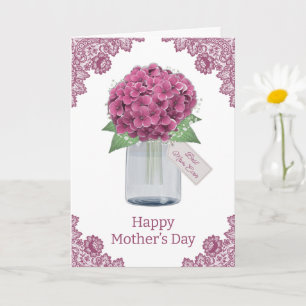 Cartão Dia das Mães Floral Rosa Rústico Fofo