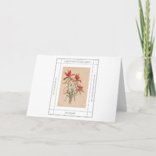 Cartão Dia das Mães Floral Vermelho Vintage