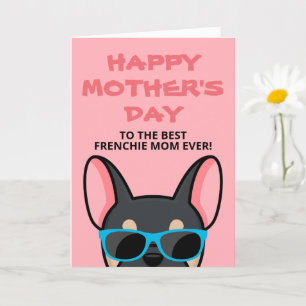 Cartão Dia das Mães Frenchie Bulldog Francês Preto e Bege