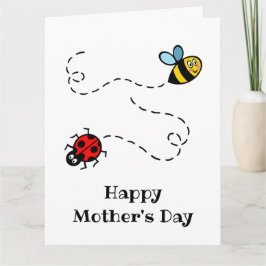 Cartão Dia das Mães Joaninha + Abelha Personalizado