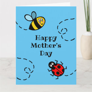 Cartão Dia das Mães Joaninha Personalizada + Abelha