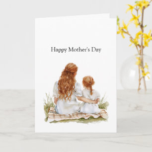 Cartão Dia das Mães Mãe Filha Cabelo Ruivo