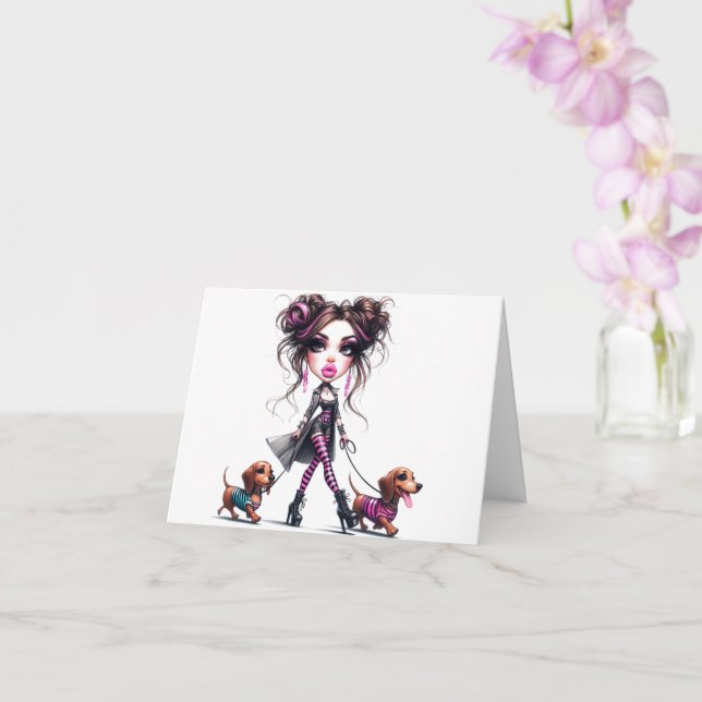 Cartão Dia das Mães Mamãe Dachshund (Orquídea)