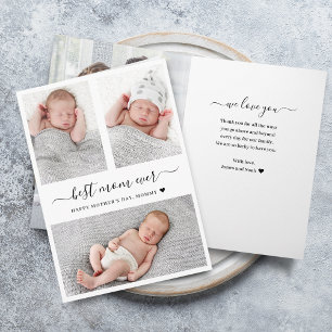 Cartão Dia das Mães Moderno Dobrável com Múltiplas Fotos