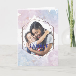 Cartão Dia das Mães Moldura Hexágono Aquarela Abstrata