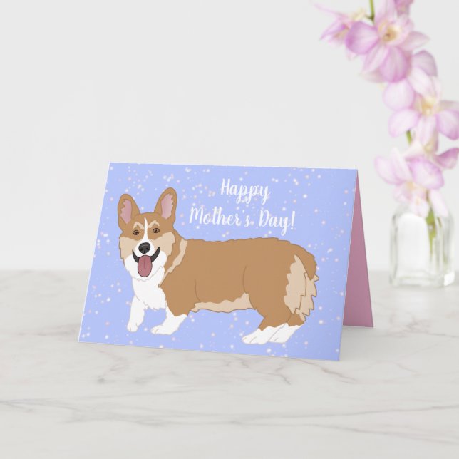 Cartão Dia das Mães Pembroke Welsh Corgi (Orquídea)