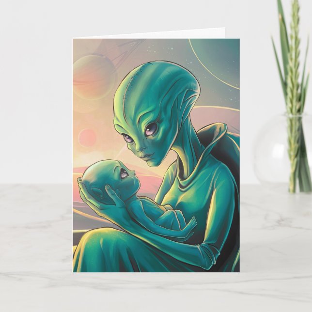 Cartão Dia das Mães Personalizado Alienígena (Frente)